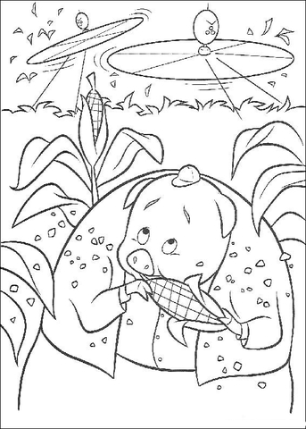 Runt Is Eating A Corn  Coloring page