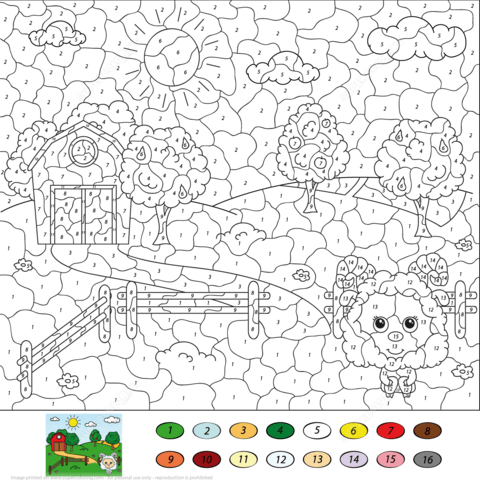 Rural Landscape Color by Number Coloring page