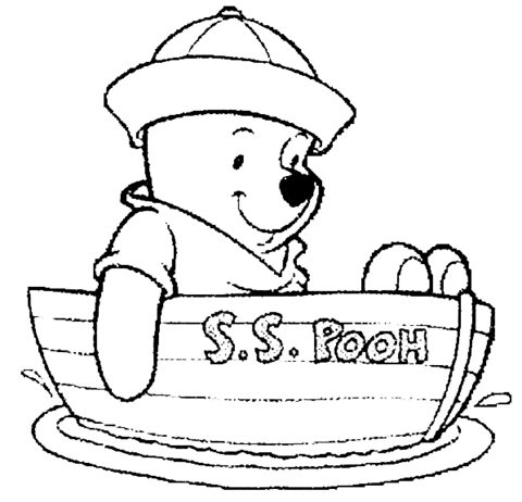 Sailing Pooh  Coloring page