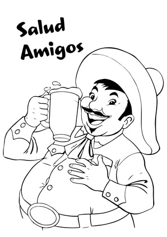 Salud Amigos Coloring page