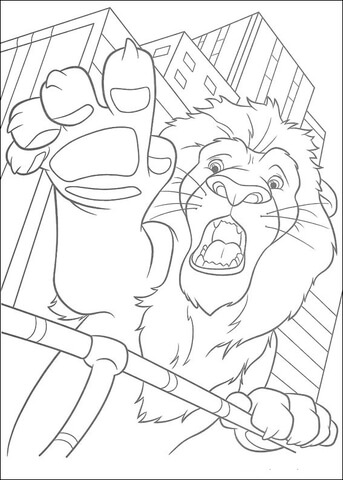 Samson Is Roaring in a city Coloring page