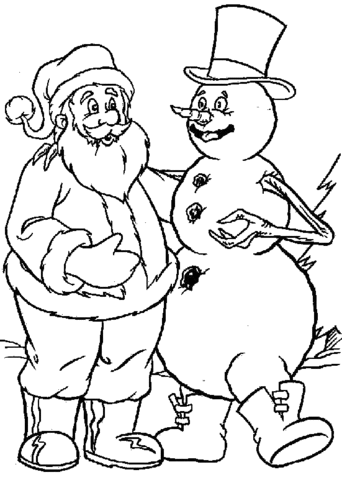 Santa and the Snowman  Coloring page