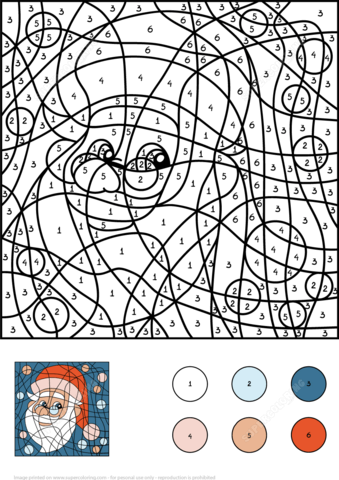 Santa Claus Color by Number Coloring page