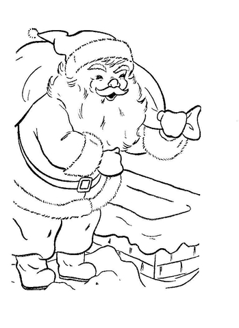 Santa with Christmas presents Coloring page