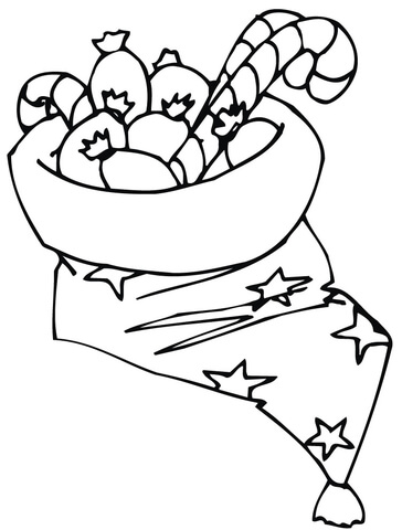 Santa Hat Holding a Bunch of Christmas Candy  Coloring page