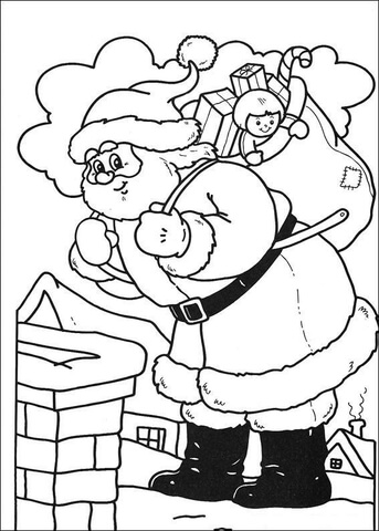 Santa is ready to jump into the chimney Coloring page
