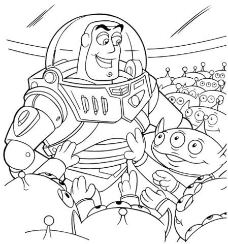 Alien With Buzz Lightyear  Coloring page