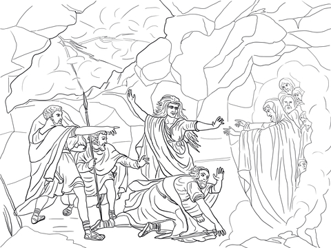 Saul and Witch of Endor Coloring page