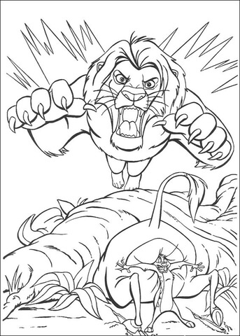 Simba protects animals Coloring page