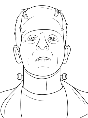 Scary Frankenstein Head Coloring page