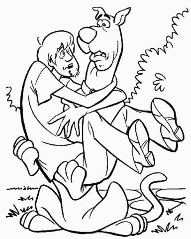 Shaggy in the hands of Scooby Coloring page