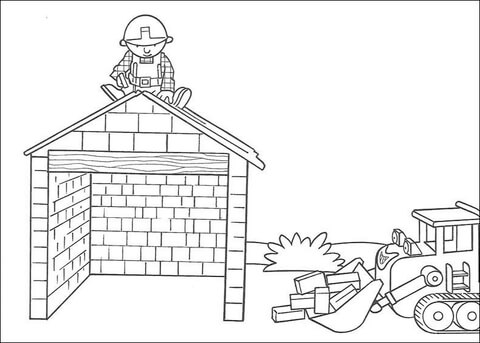 Scoop Helps Bob To Build The House  Coloring page