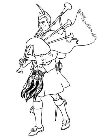 Scottish Bagpiper Coloring page