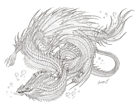 Sea Serpent Dragon Coloring page