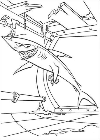 Shark In a Boat  Coloring page