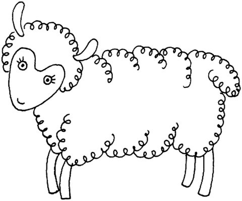 Sheep Illustration 1 Coloring page