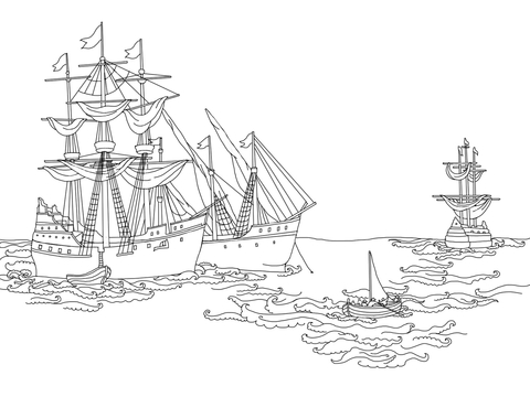 Ships of Columbus  Coloring page