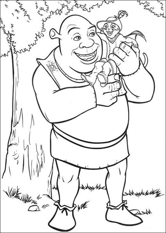 Shrek And Puss in boots  Coloring page