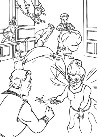 Shrek human and Fairy  Coloring page