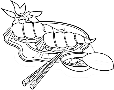 Shrimps Sushi  Coloring page