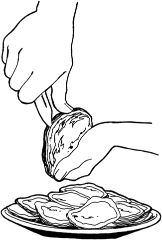 Shucking Oysters Coloring page