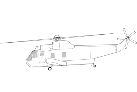 Sikorsky SH-3 Sea King Helicopter Coloring page
