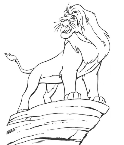 Mufasa on the cliff edge Coloring page