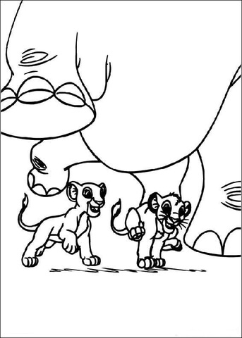 Simba and Nala under Hippo  Coloring page