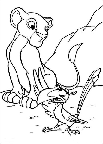 Simba With Zazu  Coloring page