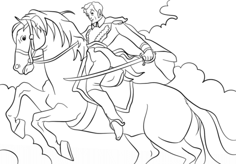 Simon Bolivar on a Horse Coloring page