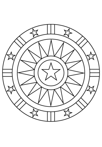 Simple Mandala with Stars Coloring page