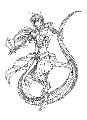 Sinbad Character from Manga/Anime series "Magi: The Labyrinth of Magic" and "Magi: The Kingdom of Magic" Coloring page