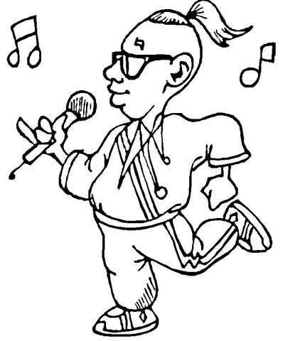 Singing in Microphone  Coloring page
