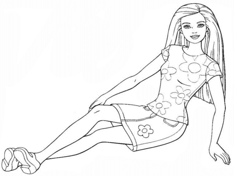 Sitting Barbie Coloring page