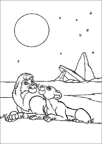 Lions under the moon Coloring page