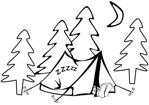 Sleeping in a Tent Coloring page