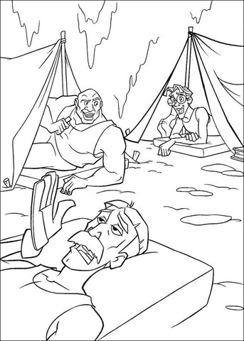 Sleeping Time in tents Coloring page