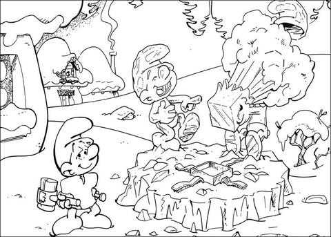 Smurf Is Laughing Because Of His Friend  Coloring page