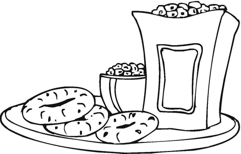 Bagels and Popcorn Coloring page