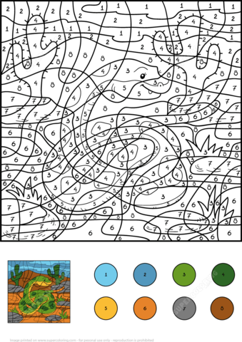 Snake Color by Number Coloring page
