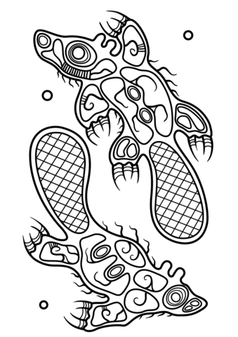 Song of the Beaver by Norval Morrisseau Coloring page