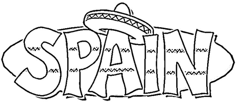 Sombrero on the Spain Coloring page