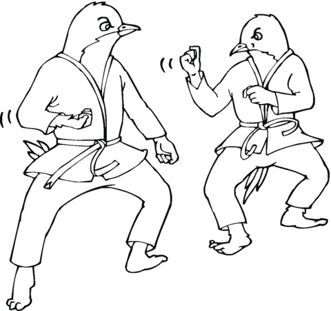 Sparrows Fight Coloring page