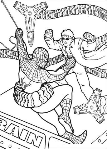 Spider-man in danger Coloring page