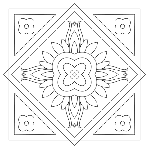Square Mandala Coloring page