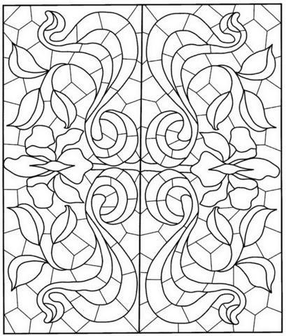 Square Mandala with Stained Glass Pattern Coloring page