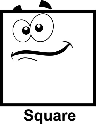 Square with Cartoon Face Coloring page