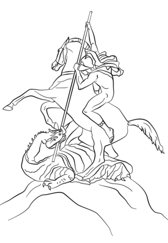 St George Fighting the Dragon Coloring page