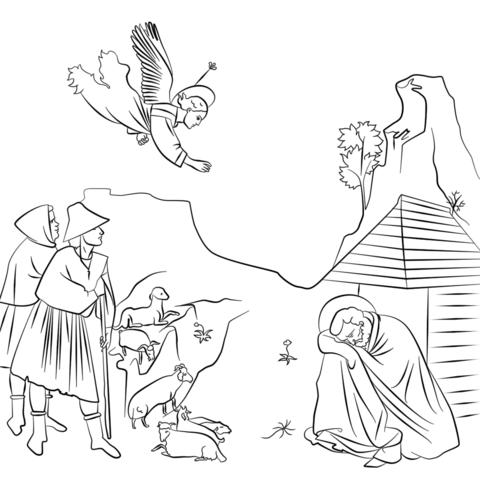 St.  Joachims Dream by Giotto Coloring page