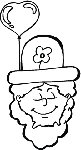 St. PatrickвЂ™s Day leprechaun in hat with shamrock and ballon Coloring page